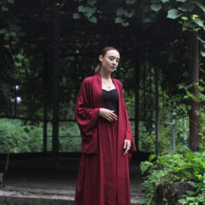 Ruby Kimono Dress, Japanese style, Vine Kimono, Long Robe, Short cape, free size