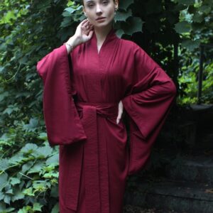 Ruby Kimono Dress, Japanese style, Vine Kimono, Long Robe, Short cape, free size