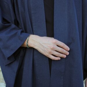 Men's Linen Kimono Robe, Japanese Haori Jacket, Soft Blend (95cm Length)