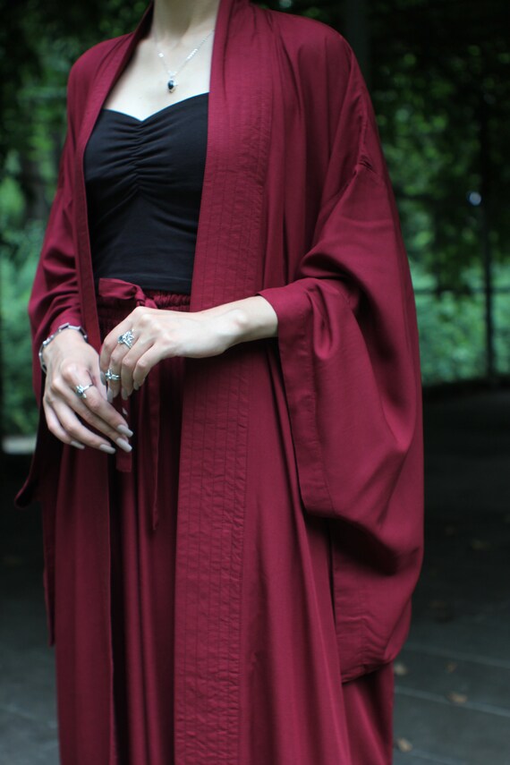 Ruby Kimono Dress, Japanese style, Vine Kimono, Long Robe, Short cape, free size