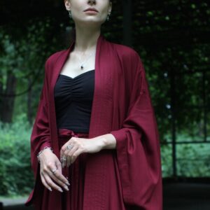 Ruby Kimono Dress, Japanese style, Vine Kimono, Long Robe, Short cape, free size