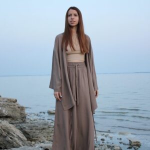 Wide Leg Pants Hand-dyed Rayon, High Waist Trousers, Adjustable Fit