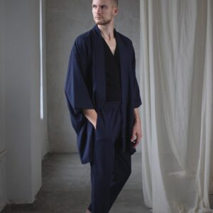 Men's Linen Blend Casual Cargo Pants, Elastic Waist Trousers