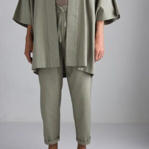 Men's Linen Blend Casual Cargo Pants, Elastic Waist Trousers