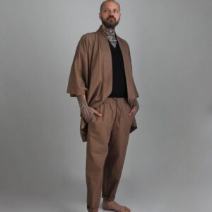 Men's Linen Blend Casual Cargo Pants, Elastic Waist Trousers