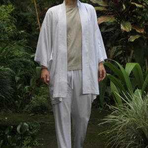 Men's Linen Blend Casual Cargo Pants, Elastic Waist Trousers