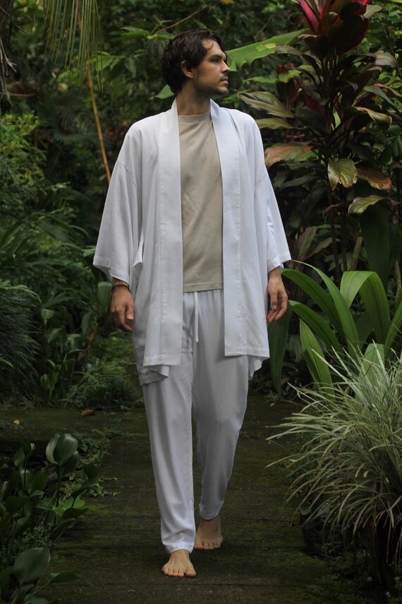 Men's Linen Blend Casual Cargo Pants, Elastic Waist Trousers