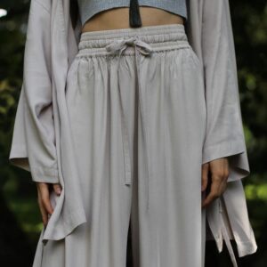 Wide Leg Pants Hand-dyed Rayon, High Waist Trousers, Adjustable Fit