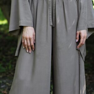 Wide Leg Pants Hand-dyed Rayon, High Waist Trousers, Adjustable Fit