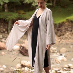 Dark Blue Kimono Blouse, Wide Sleeves, Side Slits, Asian Style Wrap Shirt, Rayon