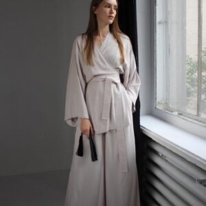Dark Blue Kimono Blouse, Wide Sleeves, Side Slits, Asian Style Wrap Shirt, Rayon