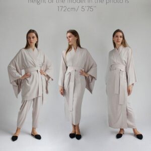 Black Kimono Dress, Japanese style, Long Robe, Short cape, free size