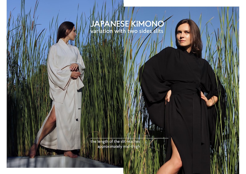 Black Kimono Dress, Japanese style, Long Robe, Short cape, free size