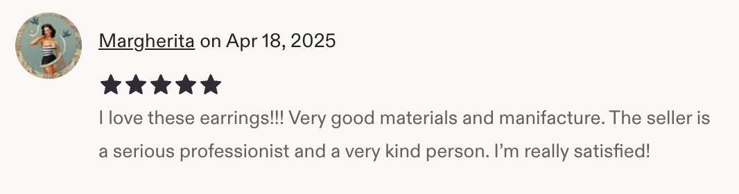 Customer review from Etsy