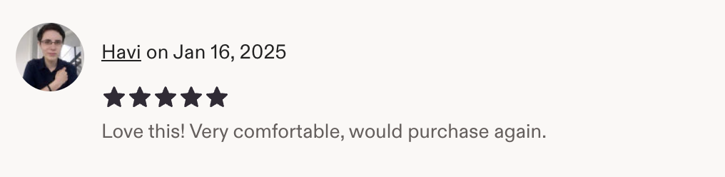 Customer review from Etsy