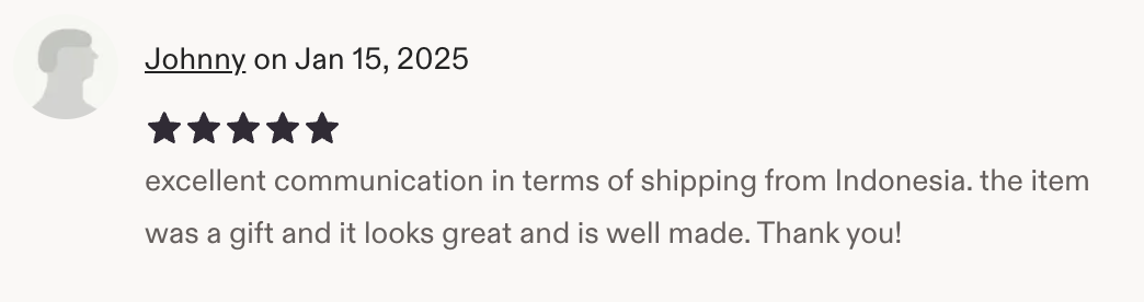 Customer review from Etsy