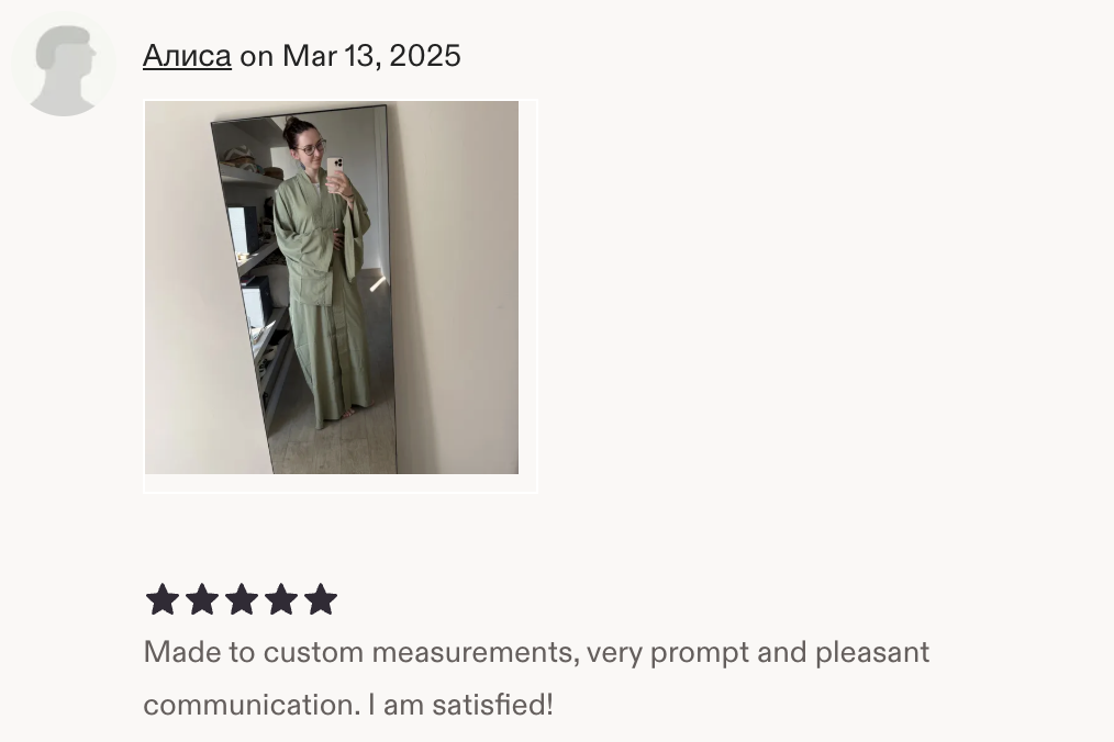 Customer review from Etsy
